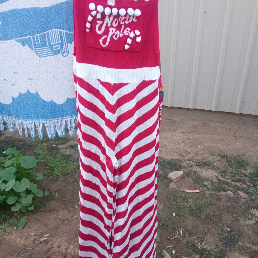 Red and White Striped North Pole Pajama Pants